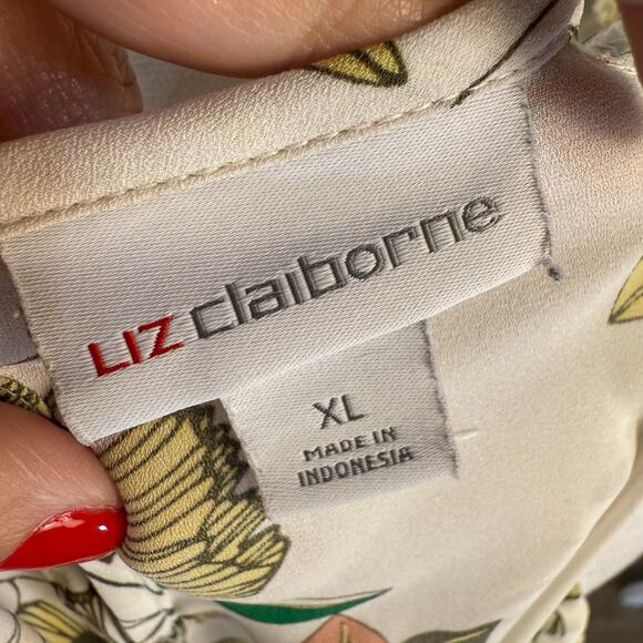 Liz Claiborne  size XL floral botanical pop over top classic Office career #3822 - Picture 7 of 7